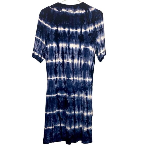 KAREN KANE Blue Tie Dye V-Neck Short Sleeve T-Shirt Dress Size - M - Picture 2 of 8